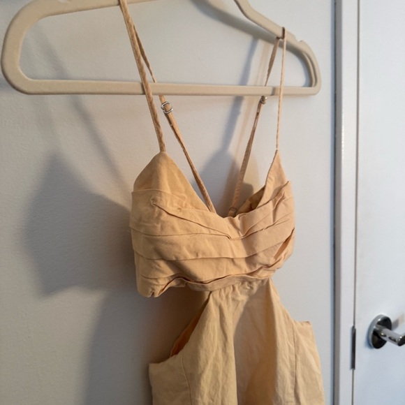 ZARA Linen Blend Cut Out Dress in Pale Peach Size SMALL - Picture 7 of 7